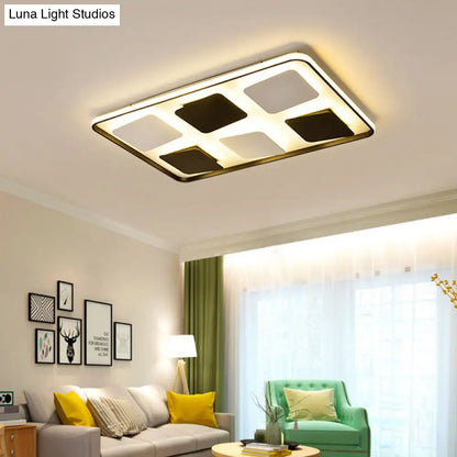DecorBites™ DecorBites™ Modern LED Ceiling Light with Black & White Acrylic Shade - Warm/White Light