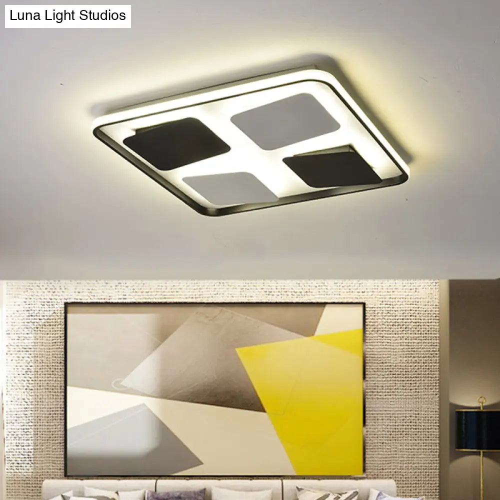 DecorBites™ DecorBites™ Modern LED Ceiling Light with Black & White Acrylic Shade - Warm/White Light