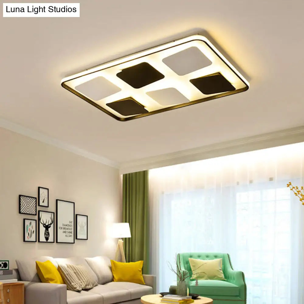 DecorBites™ DecorBites™ Modern LED Ceiling Light with Black & White Acrylic Shade - Warm/White Light