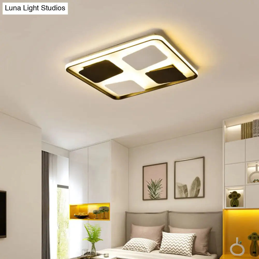 DecorBites™ DecorBites™ Modern LED Ceiling Light with Black & White Acrylic Shade - Warm/White Light