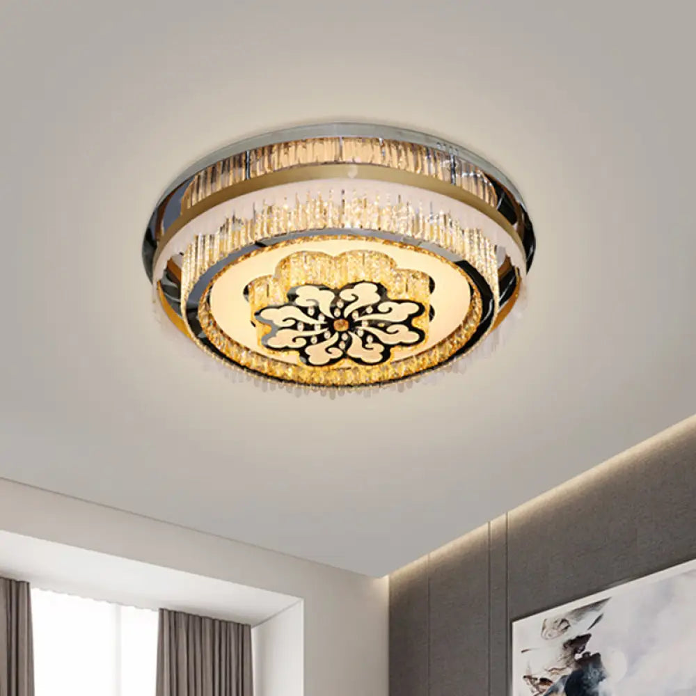 DecorBites™ DecorBites™ Modern LED Ceiling Light with Crystal Clear Nickel Finish & Cloud Pattern