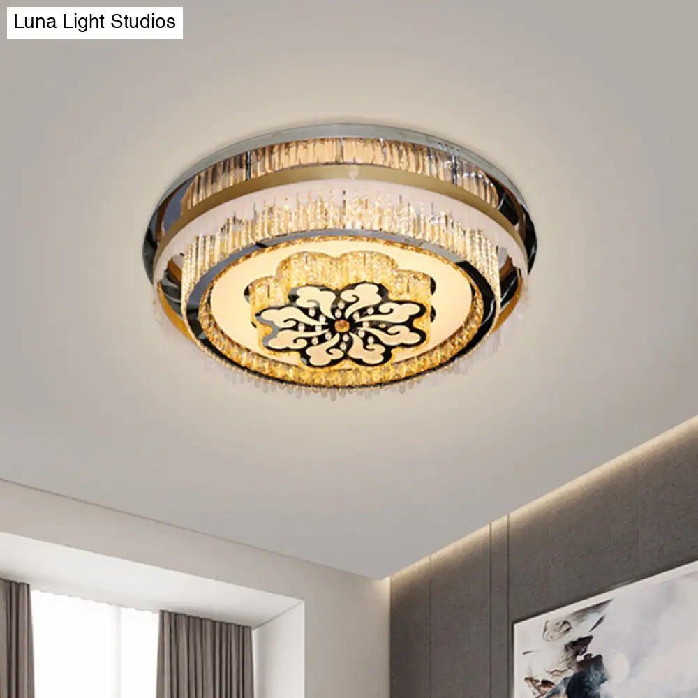 DecorBites™ DecorBites™ Modern LED Ceiling Light with Crystal Clear Nickel Finish & Cloud Pattern