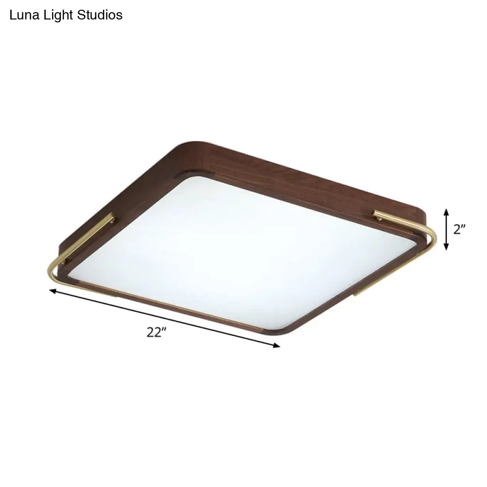 DecorBites™ DecorBites™ Modern LED Ceiling Light with Wood Shade - Brown Square/Rectangle Flush Mount, 13"/19"/27