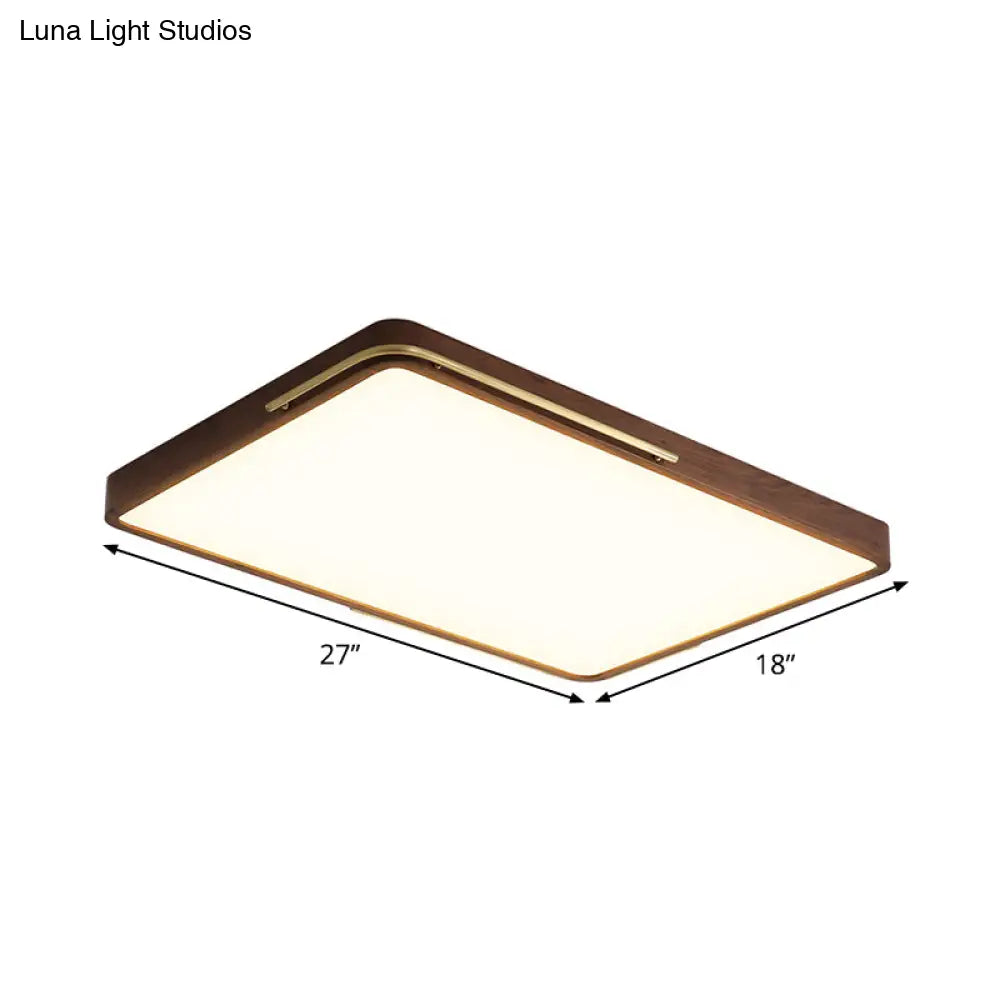 DecorBites™ DecorBites™ Modern LED Ceiling Light with Wood Shade - Brown Square/Rectangle Flush Mount, 13"/19"/27