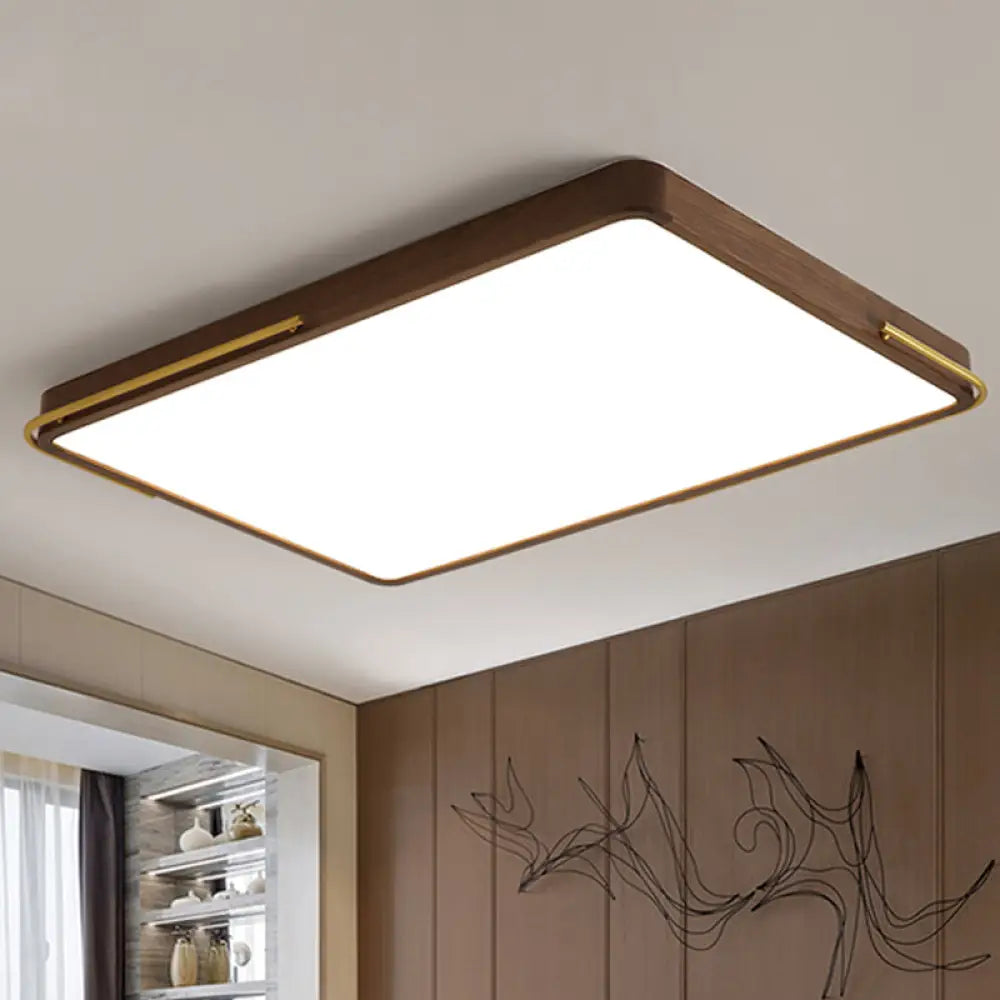 DecorBites™ DecorBites™ Modern LED Ceiling Light with Wood Shade - Brown Square/Rectangle Flush Mount, 13"/19"/27