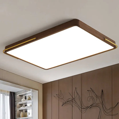 DecorBites™ DecorBites™ Modern LED Ceiling Light with Wood Shade - Brown Square/Rectangle Flush Mount, 13"/19"/27
