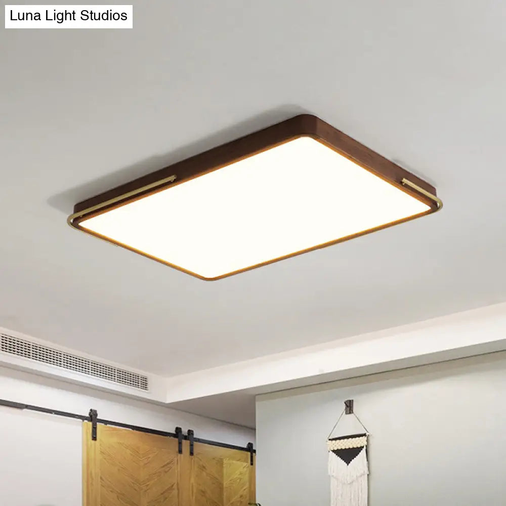 DecorBites™ DecorBites™ Modern LED Ceiling Light with Wood Shade - Brown Square/Rectangle Flush Mount, 13"/19"/27