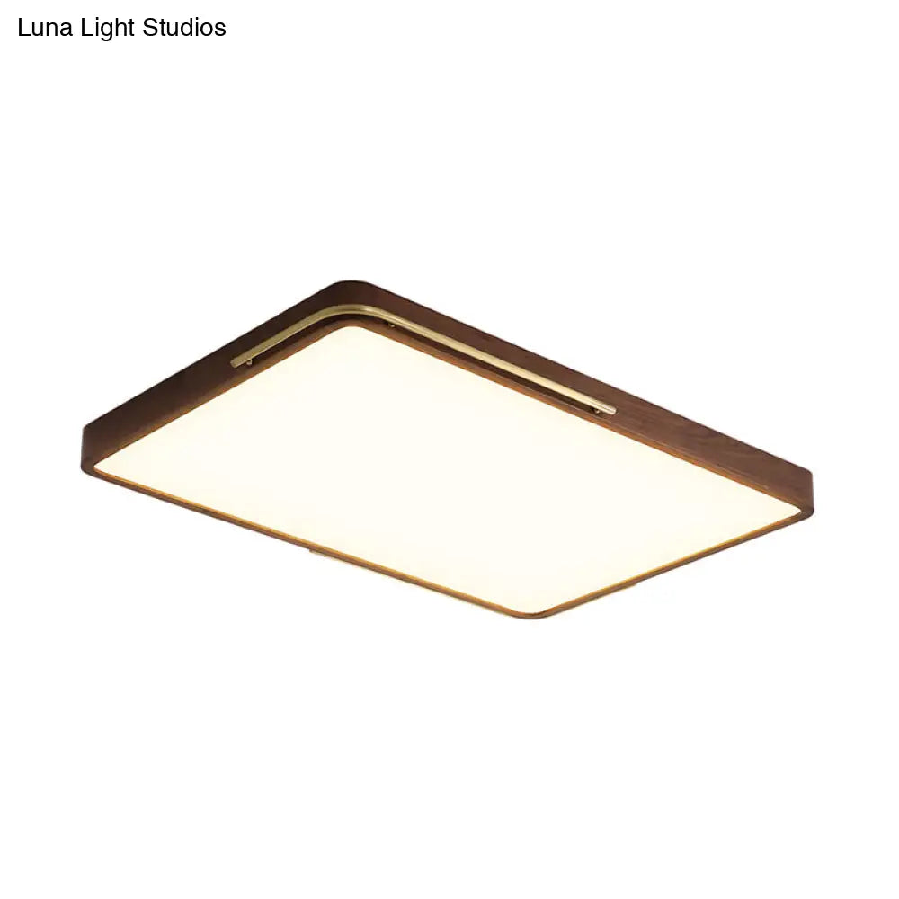 DecorBites™ DecorBites™ Modern LED Ceiling Light with Wood Shade - Brown Square/Rectangle Flush Mount, 13"/19"/27