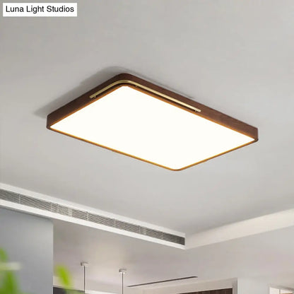 DecorBites™ DecorBites™ Modern LED Ceiling Light with Wood Shade - Brown Square/Rectangle Flush Mount, 13"/19"/27