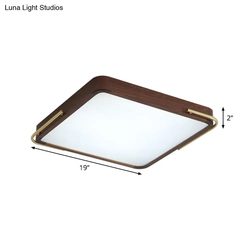 DecorBites™ DecorBites™ Modern LED Ceiling Light with Wood Shade - Brown Square/Rectangle Flush Mount, 13"/19"/27