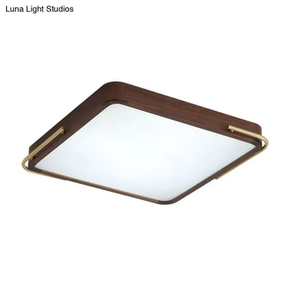 DecorBites™ DecorBites™ Modern LED Ceiling Light with Wood Shade - Brown Square/Rectangle Flush Mount, 13"/19"/27