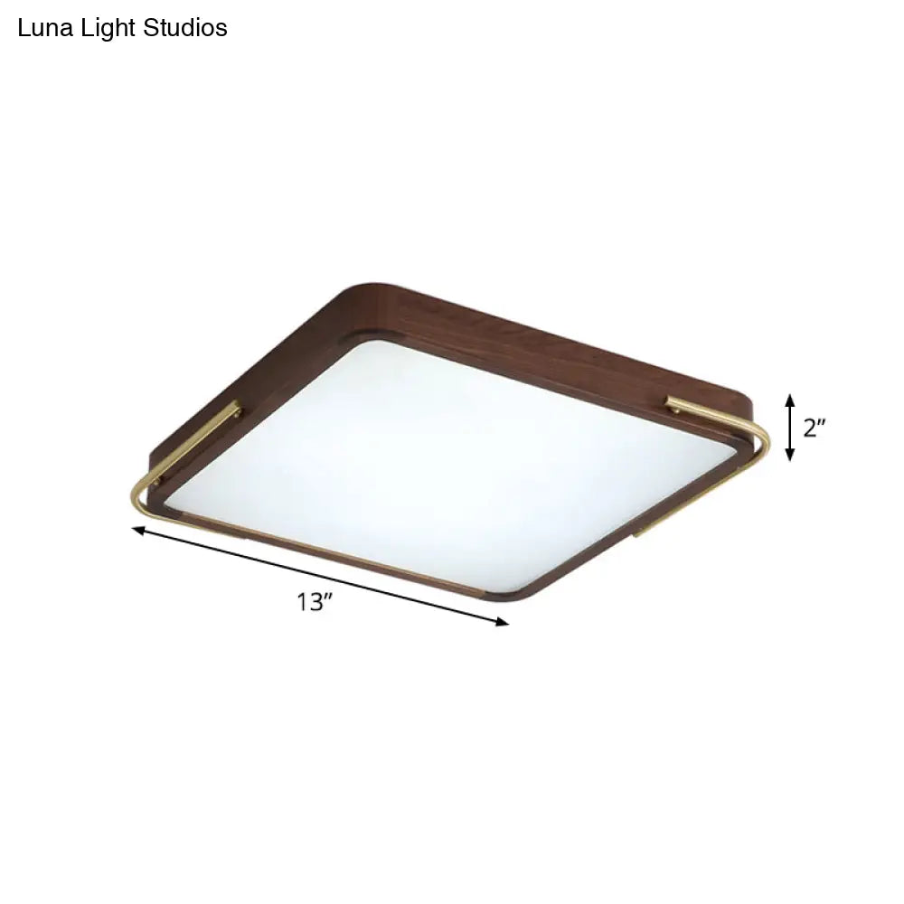 DecorBites™ DecorBites™ Modern LED Ceiling Light with Wood Shade - Brown Square/Rectangle Flush Mount, 13"/19"/27