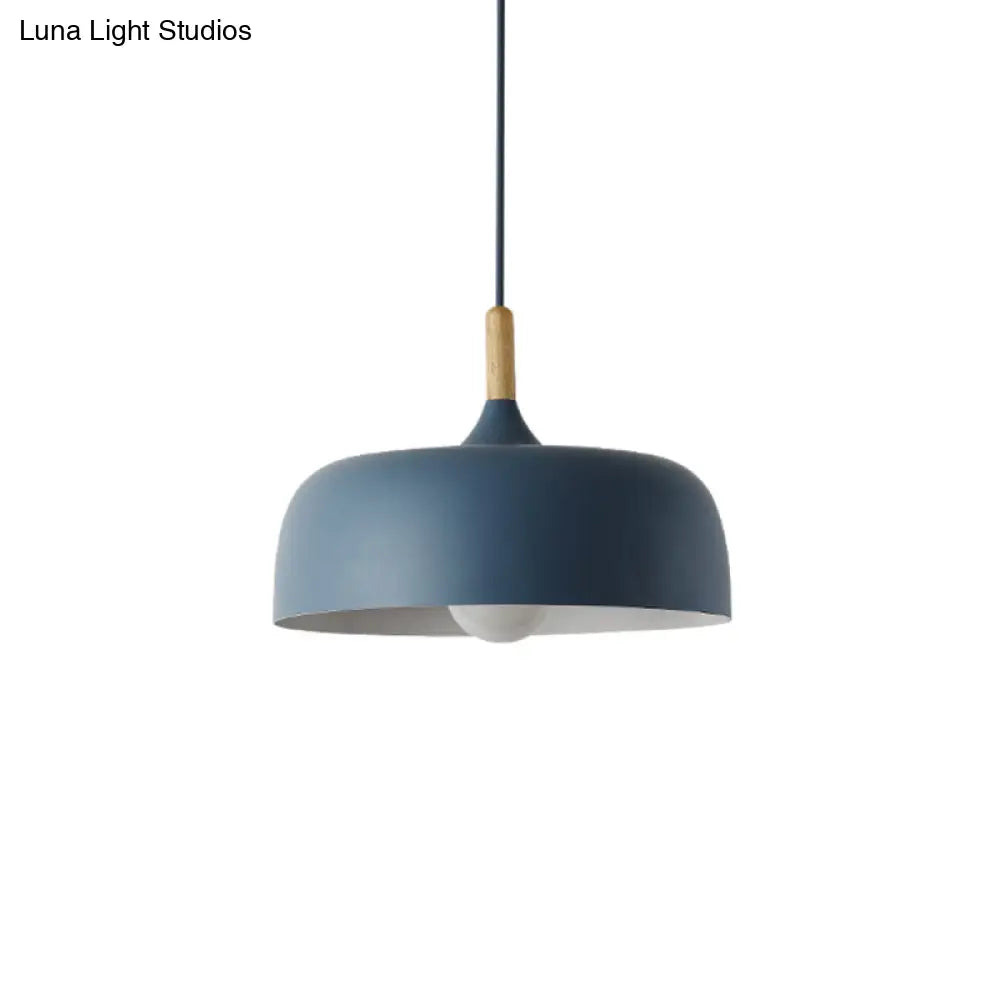 Modern LED Ceiling Pendant Light with Wood Lamp Socket - Macaron Color Option