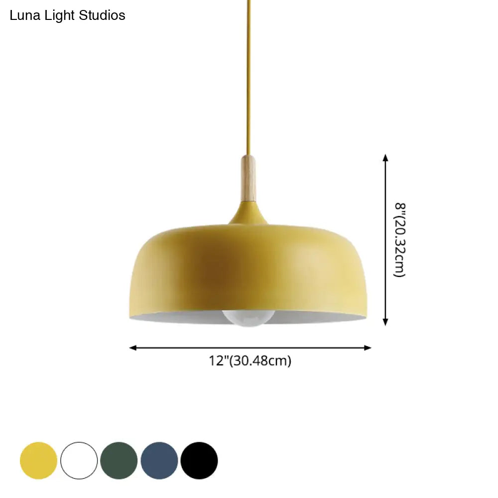 Modern LED Ceiling Pendant Light with Wood Lamp Socket - Macaron Color Option