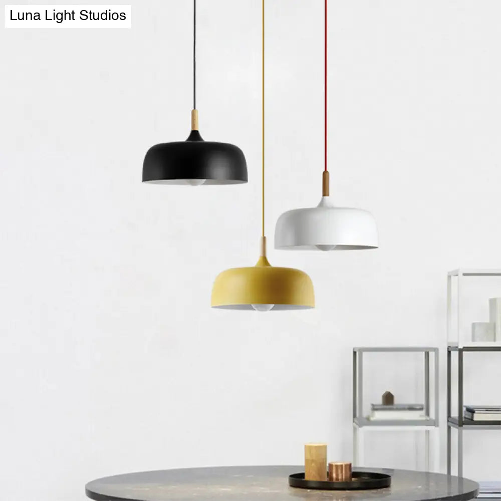 Modern LED Ceiling Pendant Light with Wood Lamp Socket - Macaron Color Option