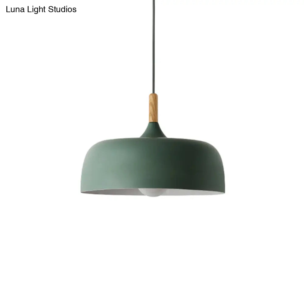 Modern LED Ceiling Pendant Light with Wood Lamp Socket - Macaron Color Option