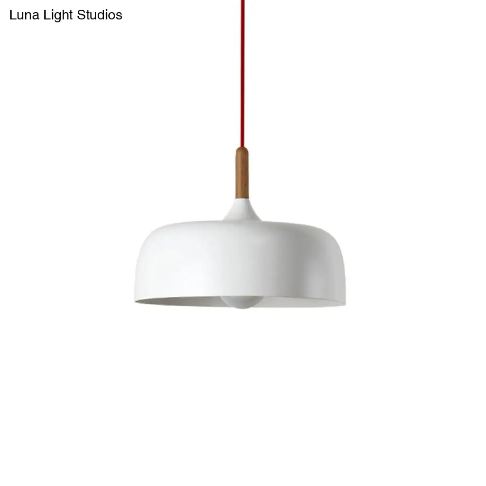 Modern LED Ceiling Pendant Light with Wood Lamp Socket - Macaron Color Option