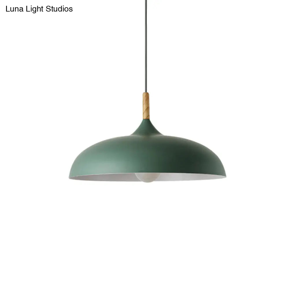 Modern LED Ceiling Pendant Light with Wood Lamp Socket - Macaron Color Option