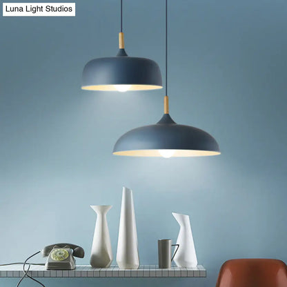 Modern LED Ceiling Pendant Light with Wood Lamp Socket - Macaron Color Option