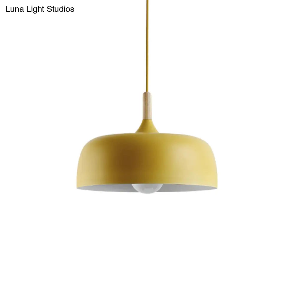 Modern LED Ceiling Pendant Light with Wood Lamp Socket - Macaron Color Option