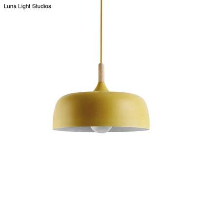 Modern LED Ceiling Pendant Light with Wood Lamp Socket - Macaron Color Option