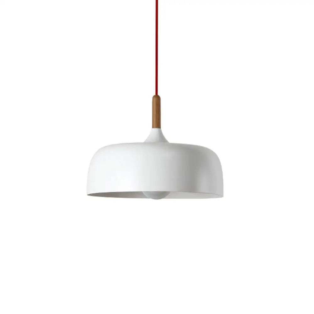 Modern LED Ceiling Pendant Light with Wood Lamp Socket - Macaron Color Option