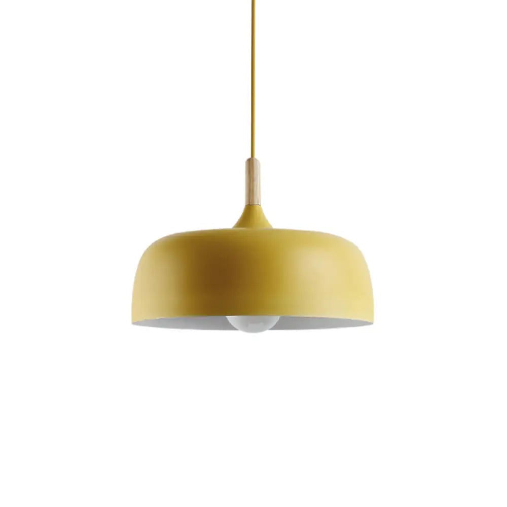 Modern LED Ceiling Pendant Light with Wood Lamp Socket - Macaron Color Option