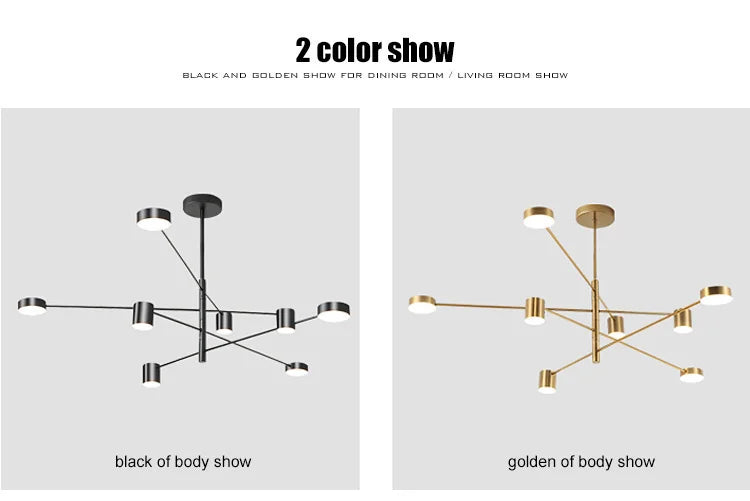 Modern LED Chandelier - Gold Black - Living Room - Bedroom - Chandelier