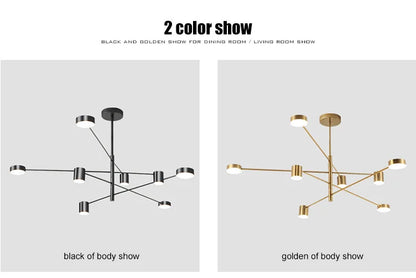 Modern LED Chandelier - Gold Black - Living Room - Bedroom - Chandelier