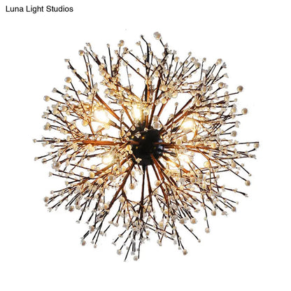 Lámpara de araña LED moderna: Lámpara colgante de techo de metal negro, 23,5"/31,5" de ancho, diseño dendrítico con perlas blancas/multicolores