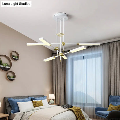 Lámpara de techo colgante moderna LED de acrílico con 6 luces - Negro/Dorado o Blanco/Dorado