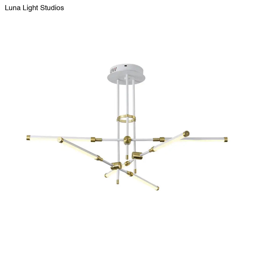 Lámpara de techo colgante moderna LED de acrílico con 6 luces - Negro/Dorado o Blanco/Dorado