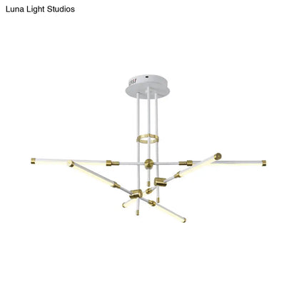 Lámpara de techo colgante moderna LED de acrílico con 6 luces - Negro/Dorado o Blanco/Dorado