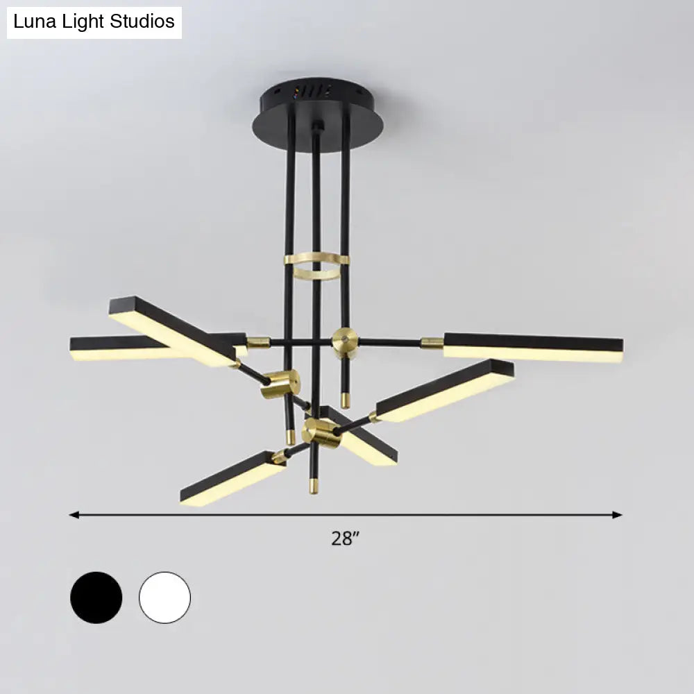 Lámpara de techo colgante moderna LED de acrílico con 6 luces - Negro/Dorado o Blanco/Dorado