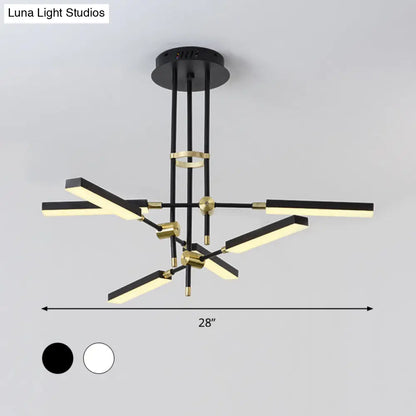 Lámpara de techo colgante moderna LED de acrílico con 6 luces - Negro/Dorado o Blanco/Dorado