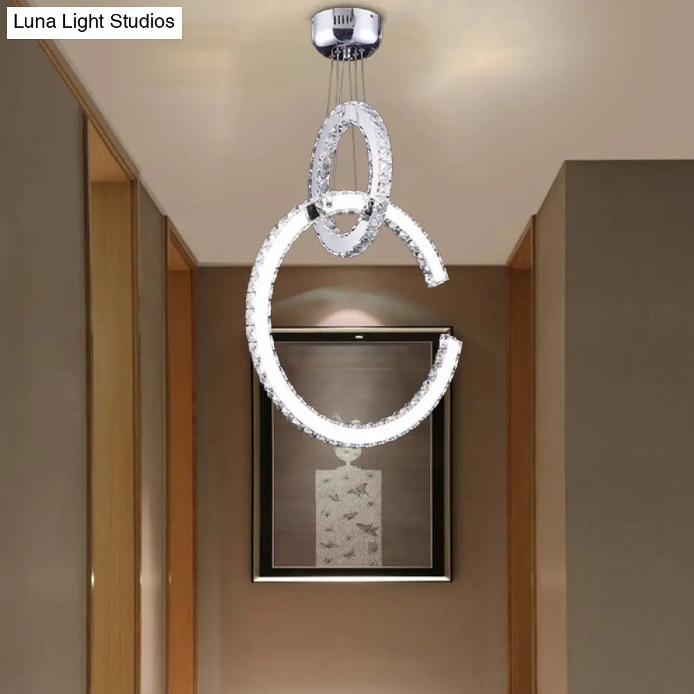 Lámpara de araña LED moderna para sala de estar: lámpara colgante cromada de 2 niveles con pantalla de cristal K9 biselado en luz cálida/blanca/3 colores.