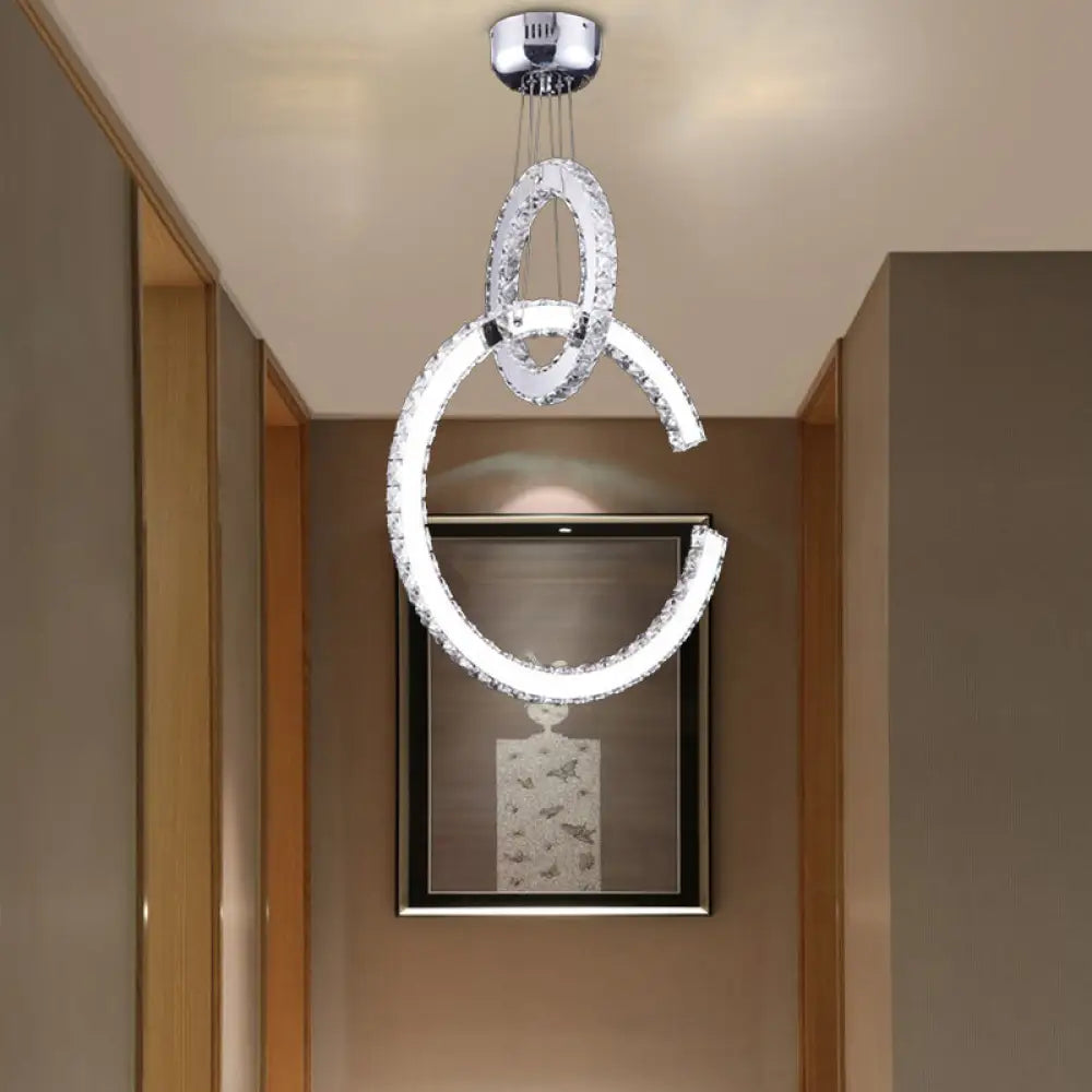 Lámpara de araña LED moderna para sala de estar: lámpara colgante cromada de 2 niveles con pantalla de cristal K9 biselado en luz cálida/blanca/3 colores.