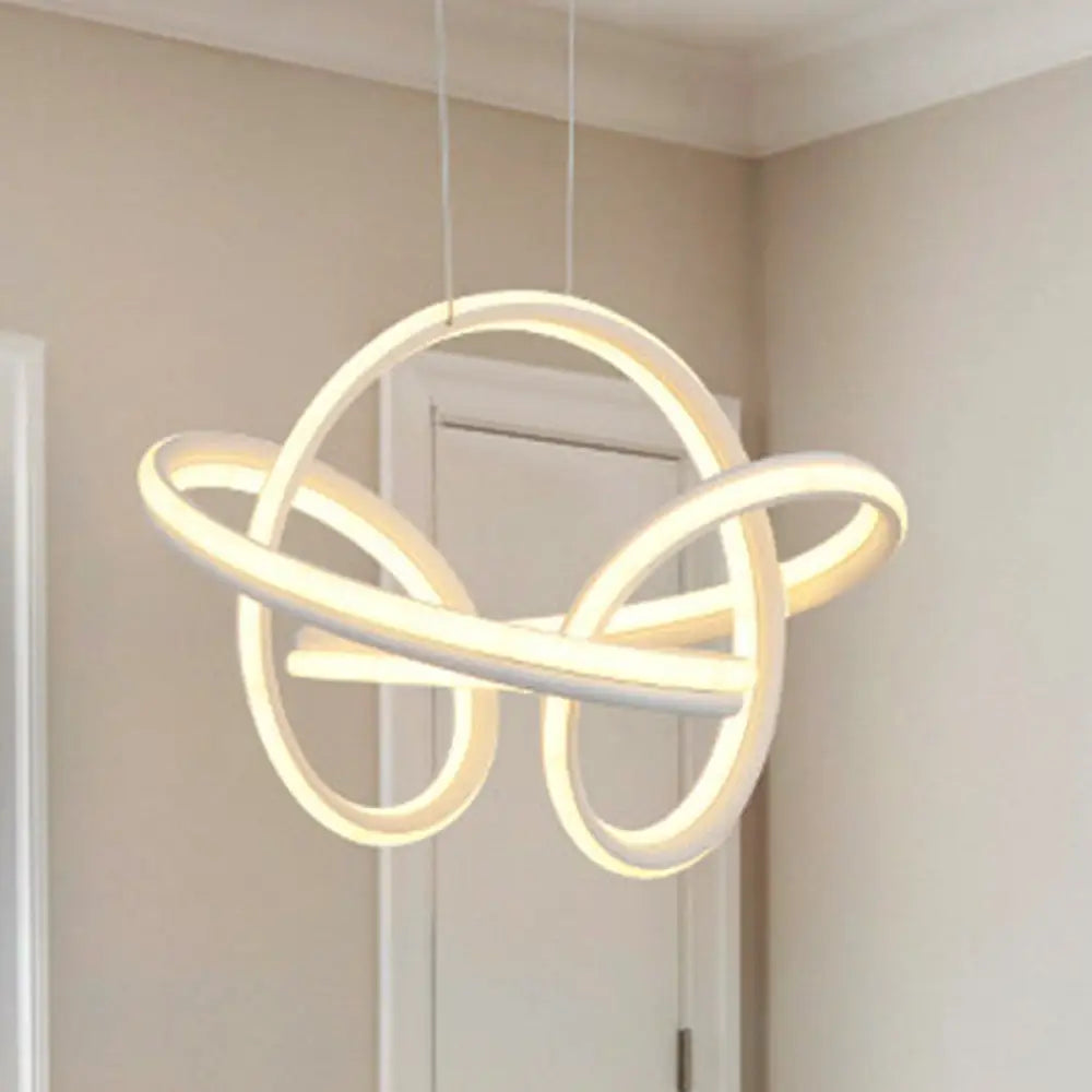 Lámpara de araña LED moderna: Diseño elegante y curvo, acrílico, luz colgante blanca/café para sala de estar