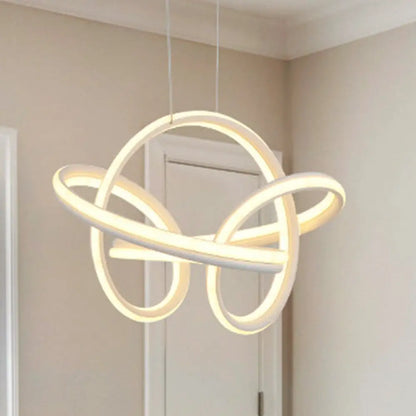 Lámpara de araña LED moderna: Diseño elegante y curvo, acrílico, luz colgante blanca/café para sala de estar
