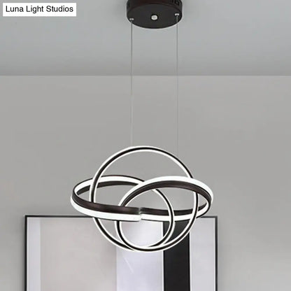 Lámpara de araña LED moderna: Diseño elegante y curvo, acrílico, luz colgante blanca/café para sala de estar