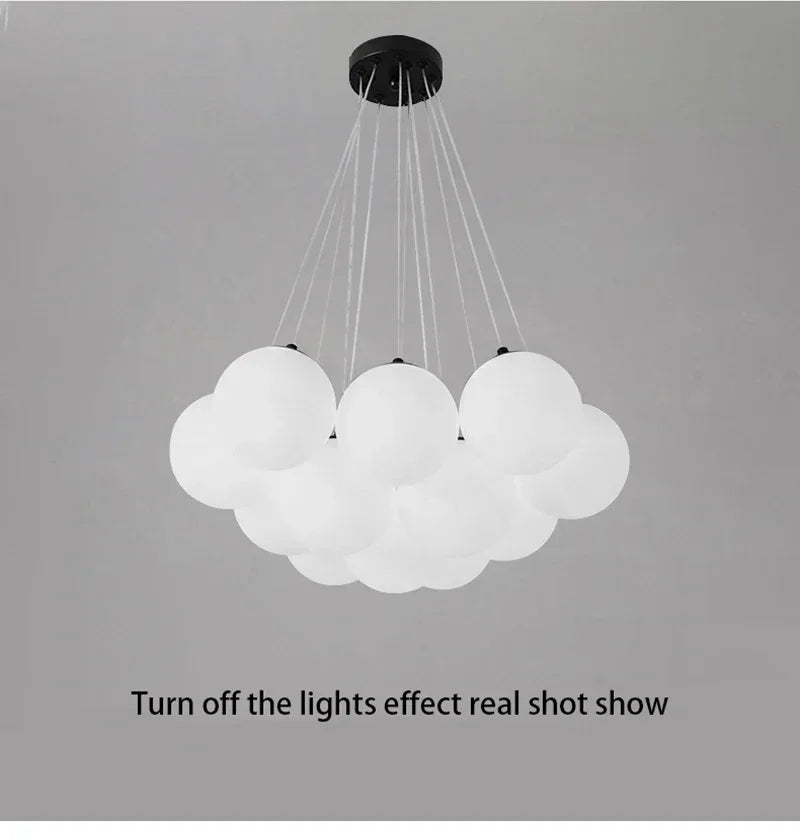 White cloud-shaped pendant light with frosted glass globes luxury led switch type for living room and home decor