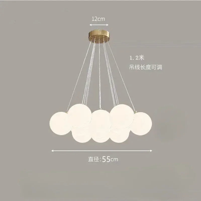 Modern white cloud-shaped luxury led pendant light with gold ceiling mount and adjustable cords for living room switch type