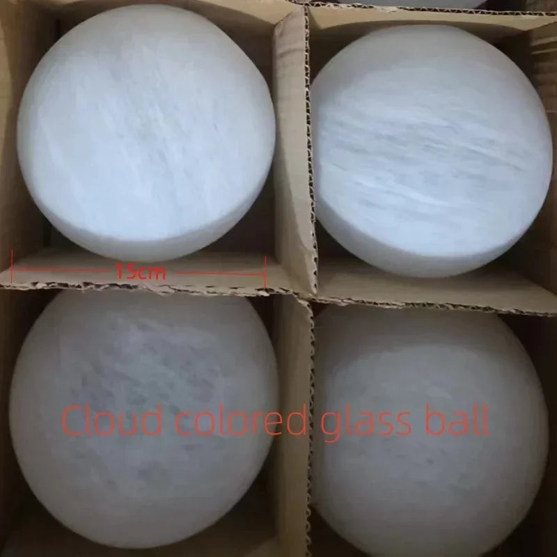 Modern led chandeliers featuring 15cm milk white glass ball pendants with subtle marbled patterns for luxury living room lighting switch type e27