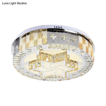 DecorBites™ DecorBites™ Modern LED Chrome Ceiling Lamp with Hexagram Crystal Block Shade in Warm/White Light - Ideal for Bedroom Flush Mount