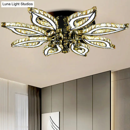 DecorBites™ DecorBites™ Modern LED Chrome Flush Mount Ceiling Light with Crystal Flower Design and Acrylic Diffuser in Warm/White/Natural Light