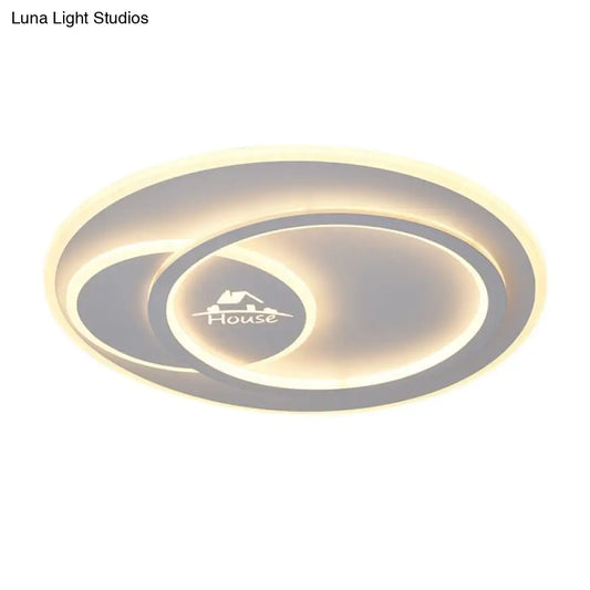 DecorBites™ DecorBites™ Modern LED Circular Ceiling Flush Mount in Warm/White Light with Acrylic House Pattern