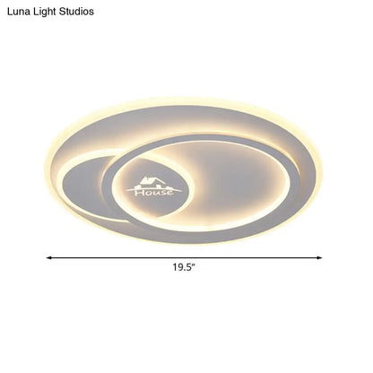DecorBites™ DecorBites™ Modern LED Circular Ceiling Flush Mount in Warm/White Light with Acrylic House Pattern