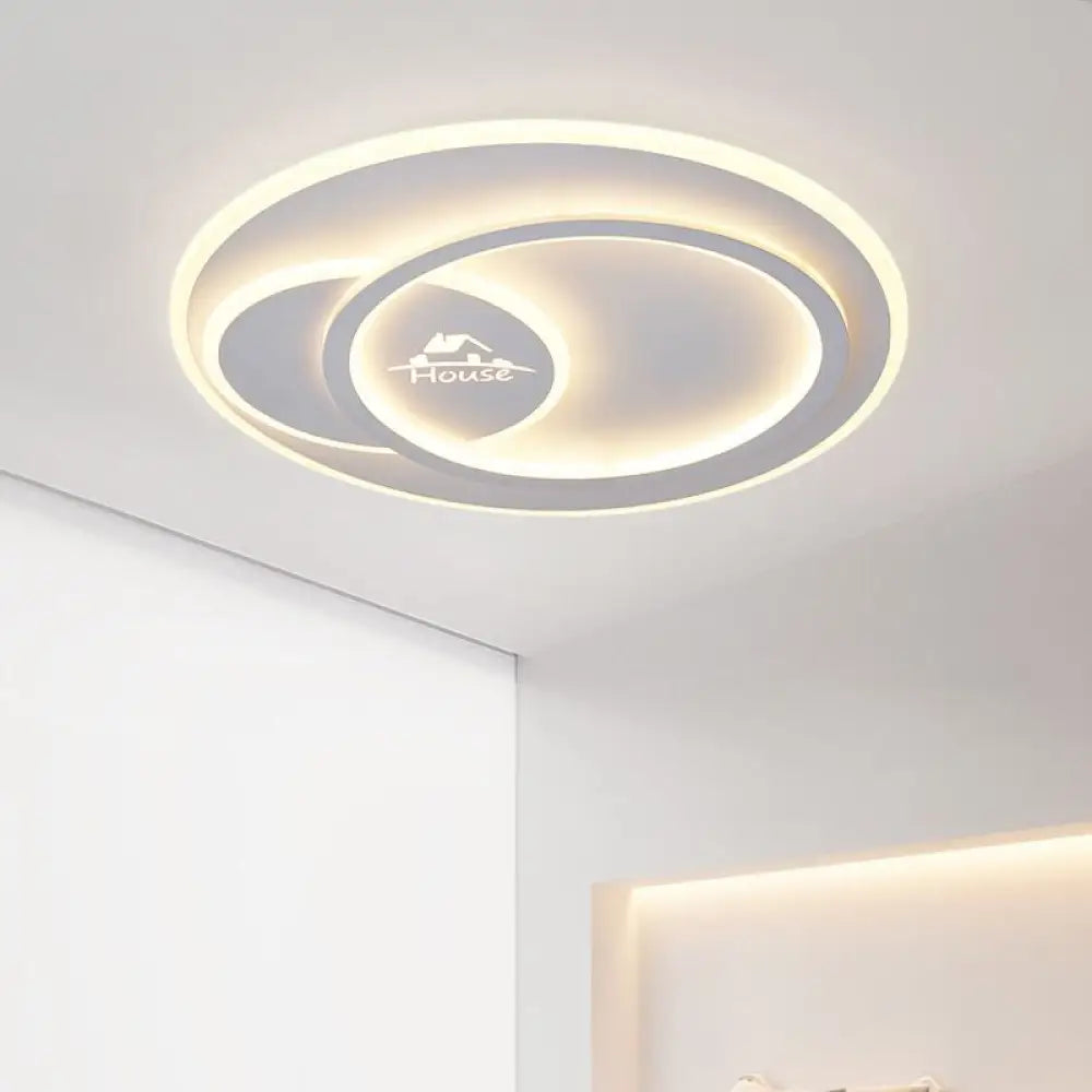 DecorBites™ DecorBites™ Modern LED Circular Ceiling Flush Mount in Warm/White Light with Acrylic House Pattern