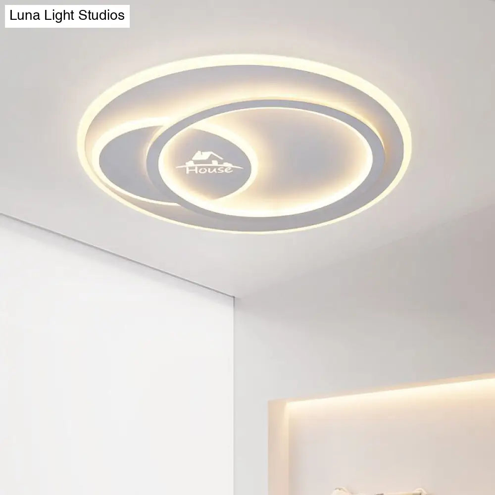 DecorBites™ DecorBites™ Modern LED Circular Ceiling Flush Mount in Warm/White Light with Acrylic House Pattern