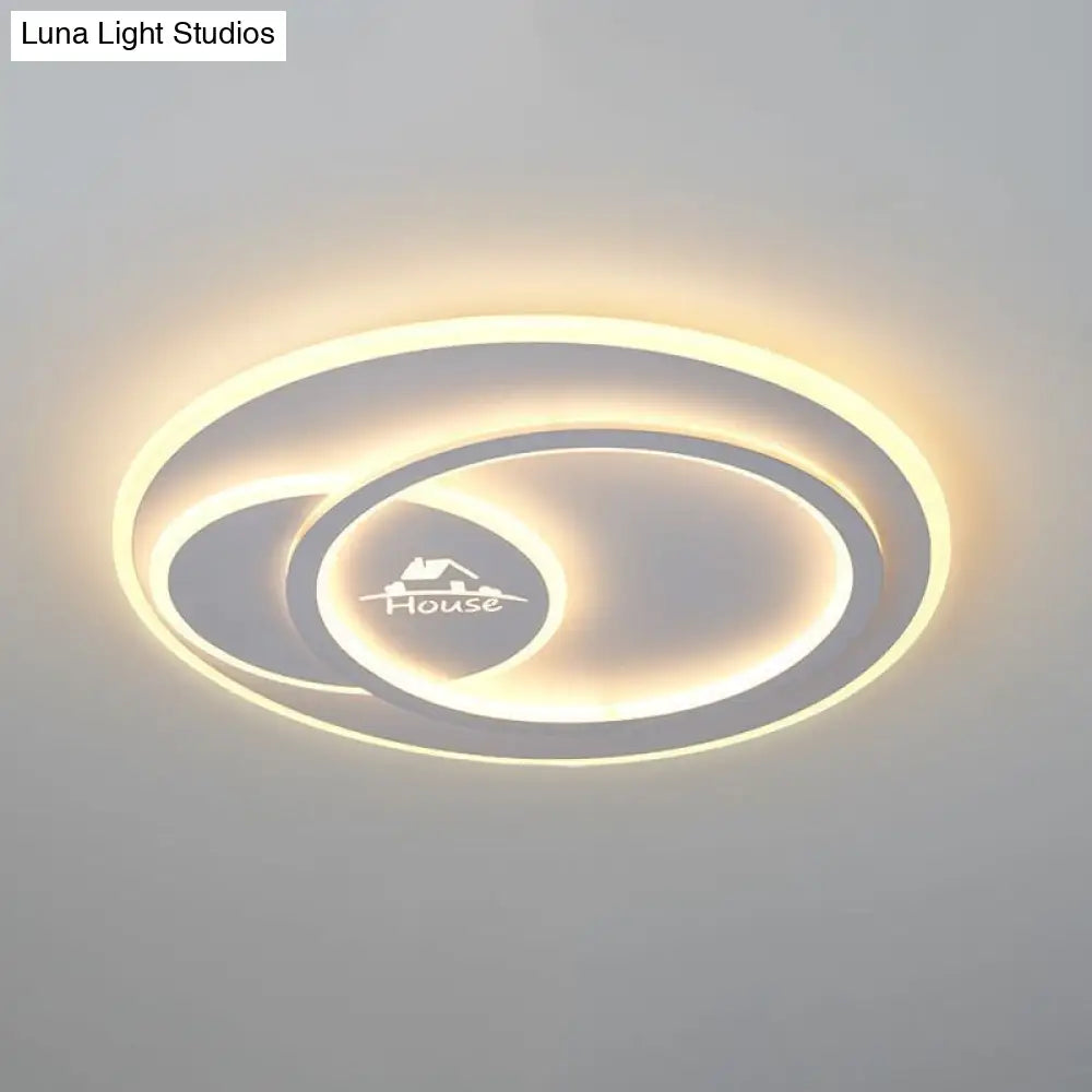 DecorBites™ DecorBites™ Modern LED Circular Ceiling Flush Mount in Warm/White Light with Acrylic House Pattern